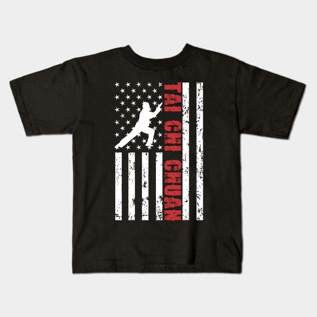 Tai Chi Chuan American Flag - US Sports Kids T-Shirt by Pannolinno